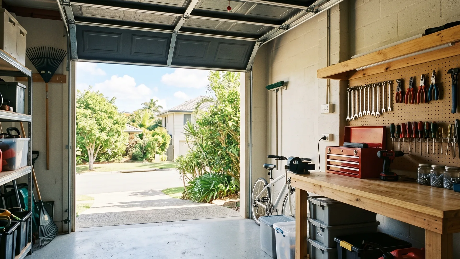 Residential garage door interior on the Gold Coast